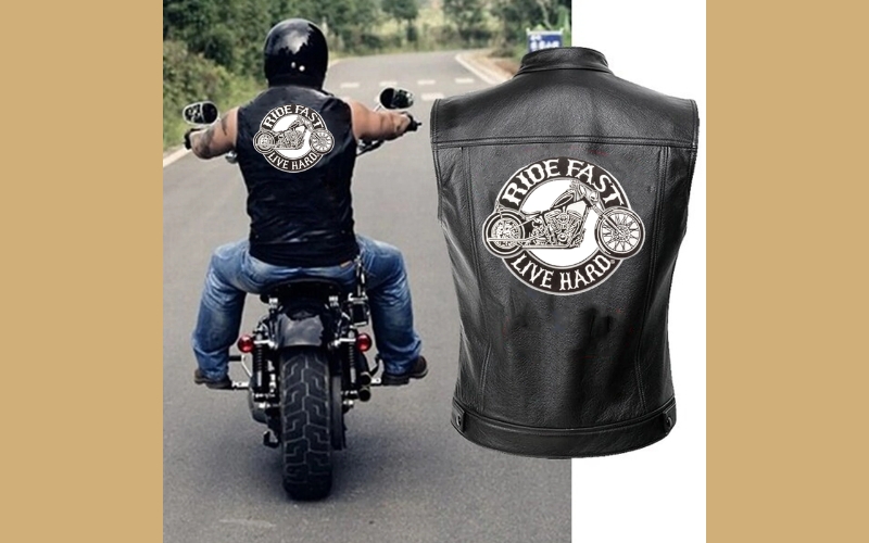 The back center of the vest, being the largest area, offers ample space for patches