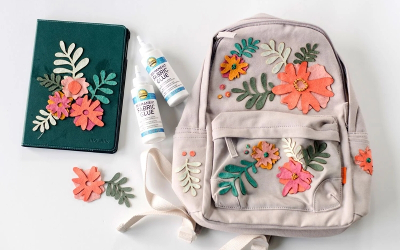 Using fabric glue is a simple, no-fuss method for attaching patches to backpacks